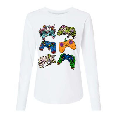 Halloween Monster Video Game Controllers Womens Cotton Relaxed Long Sleeve T-Shirt