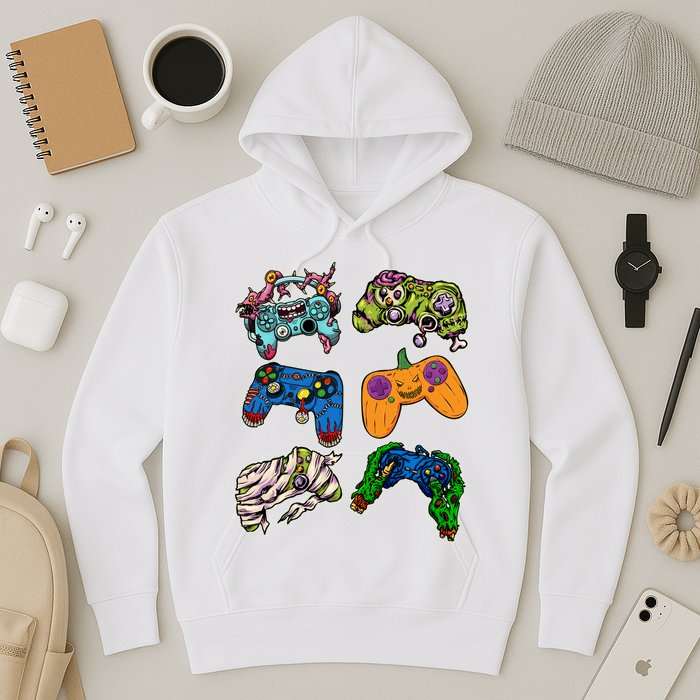 Halloween Monster Video Game Controllers Hoodie
