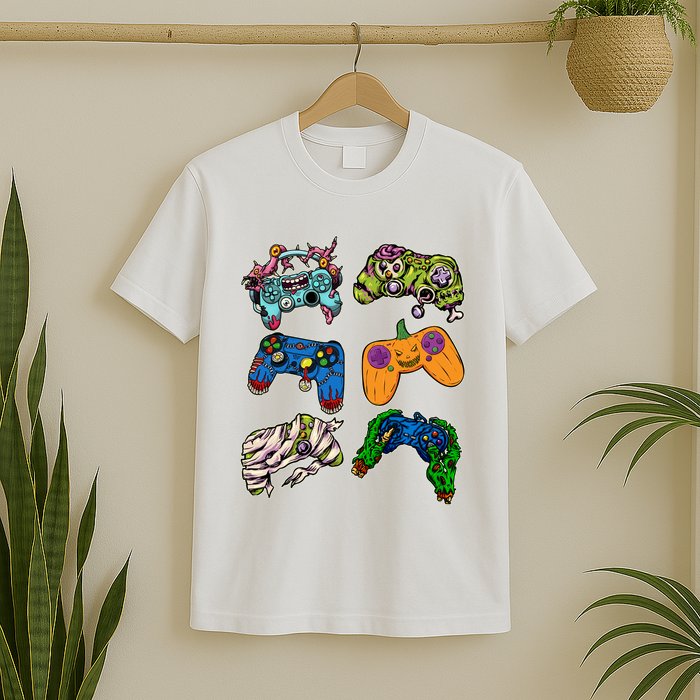 Halloween Monster Video Game Controllers T-Shirt
