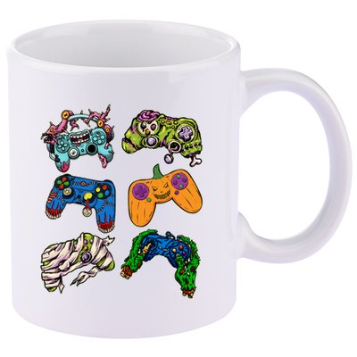 Halloween Monster Video Game Controllers 11oz C Handle Ceramic Mug