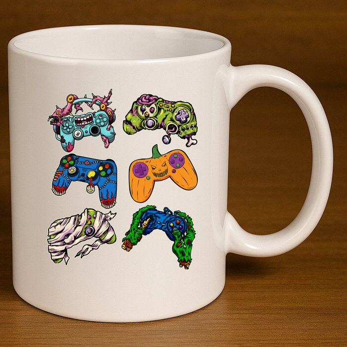 Halloween Monster Video Game Controllers 11oz C Handle Ceramic Mug