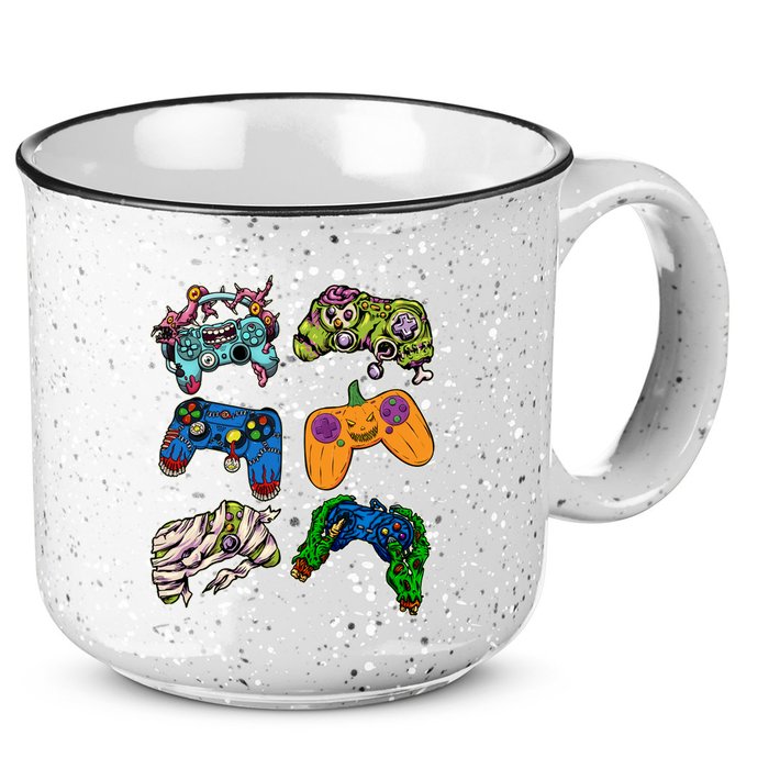 Halloween Monster Video Game Controllers 15oz Campfire Ceramic Mug