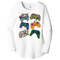 Halloween Monster Video Game Controllers Women's Perfect Tri Tunic Long Sleeve Shirt