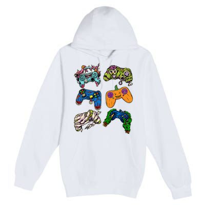 Halloween Monster Video Game Controllers Premium Pullover Hoodie