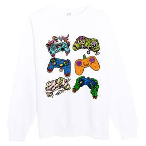 Halloween Monster Video Game Controllers Premium Crewneck Sweatshirt