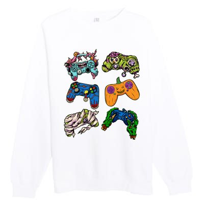 Halloween Monster Video Game Controllers Premium Crewneck Sweatshirt