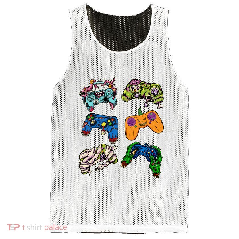 Halloween Monster Video Game Controllers Mesh Reversible Basketball Jersey Tank