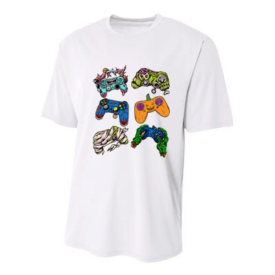 Halloween Monster Video Game Controllers Youth Performance Sprint T-Shirt