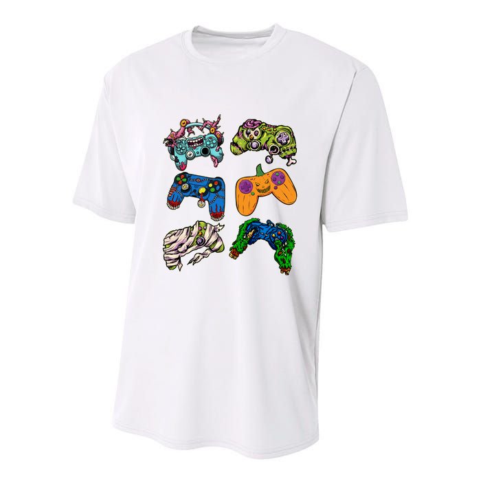 Halloween Monster Video Game Controllers Youth Performance Sprint T-Shirt
