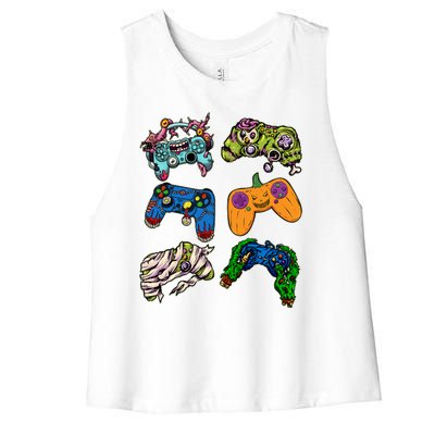 Halloween Monster Video Game Controllers Women's Racerback Cropped Tank