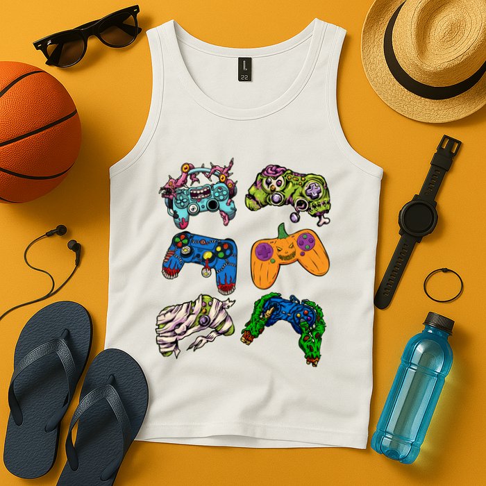 Halloween Monster Video Game Controllers Tank Top