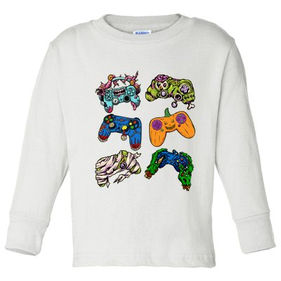 Halloween Monster Video Game Controllers Toddler Long Sleeve Shirt