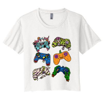 Halloween Monster Video Game Controllers Crop Top