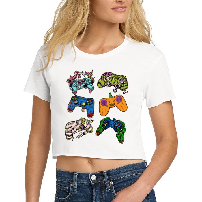 Halloween Monster Video Game Controllers Crop Top