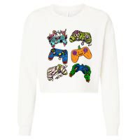 Halloween Monster Video Game Controllers Cropped Pullover Crew