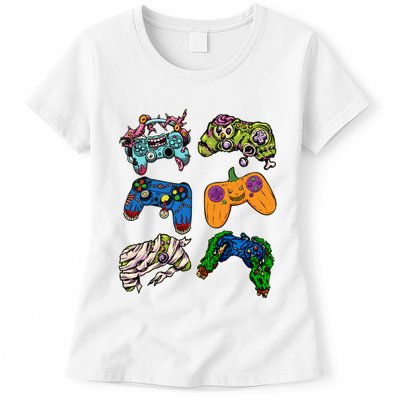 Halloween Monster Video Game Controllers Womens T-Shirt