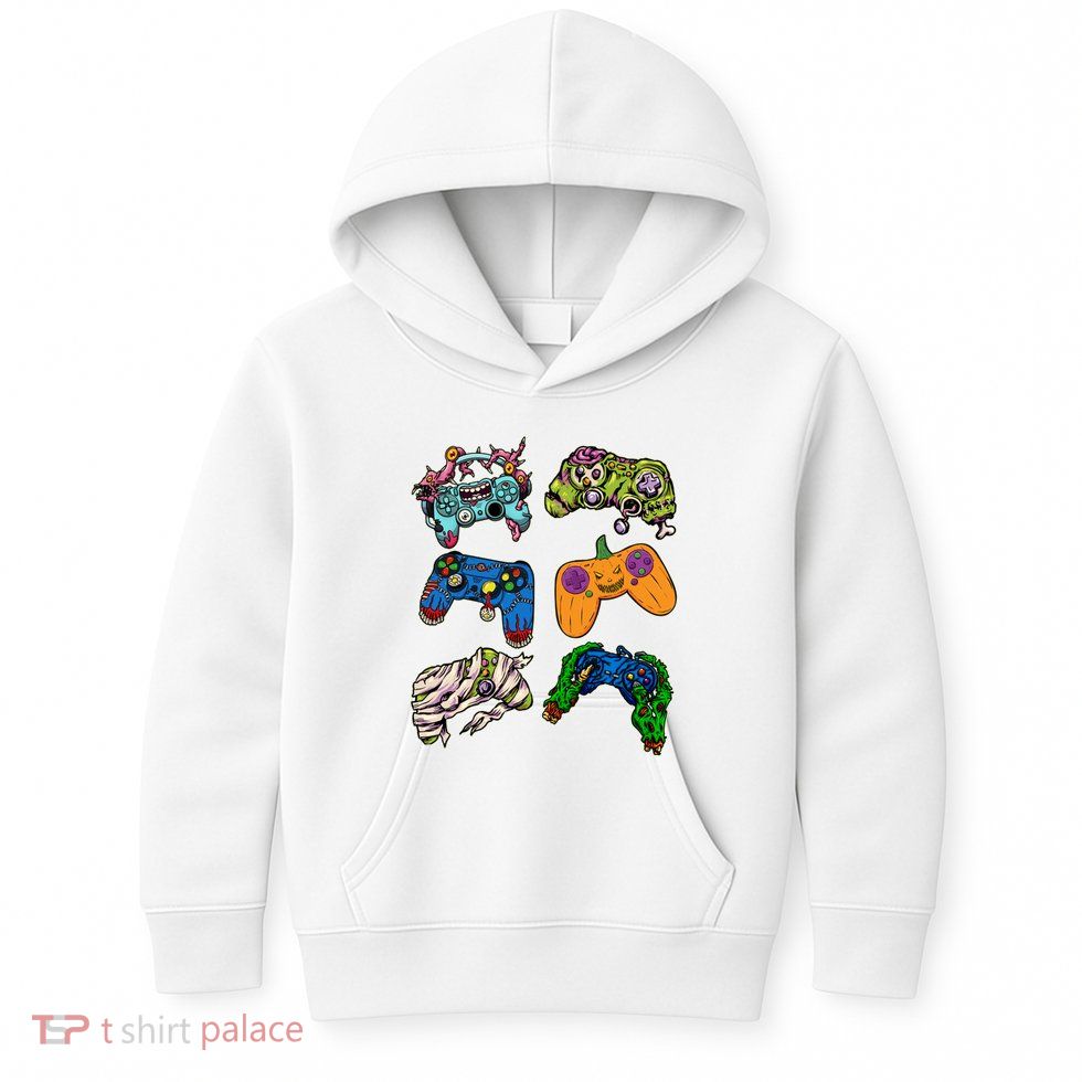 Halloween Monster Video Game Controllers Kids Hoodie