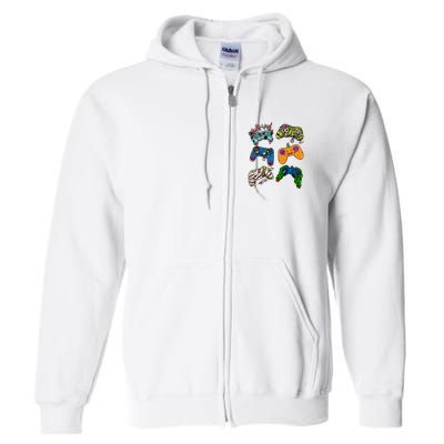 Halloween Monster Video Game Controllers Full Zip Hoodie