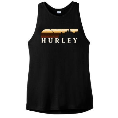 Hurley Mo Vintage Evergreen Sunset Eighties Retro Ladies PosiCharge Tri-Blend Wicking Tank