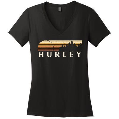 Hurley Mo Vintage Evergreen Sunset Eighties Retro Women's V-Neck T-Shirt