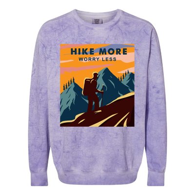 Hike More Worry Less Camping Gift Colorblast Crewneck Sweatshirt