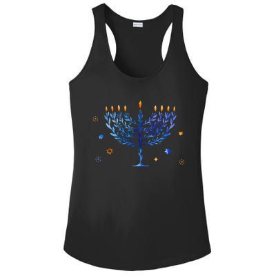 Hanukkah Menorah Watercolor Festival Of Light Ladies PosiCharge Competitor Racerback Tank