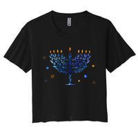 Hanukkah Menorah Watercolor Festival Of Light Women's Crop Top Tee