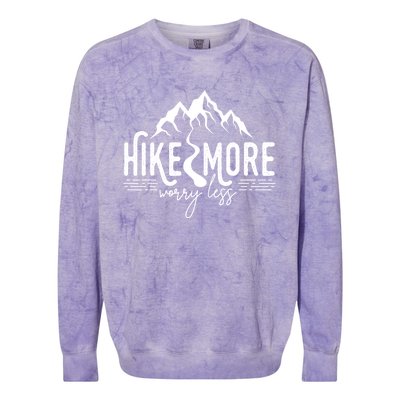 Hike More Worry Less Funny Nature Lovers Hiking Mountains Colorblast Crewneck Sweatshirt