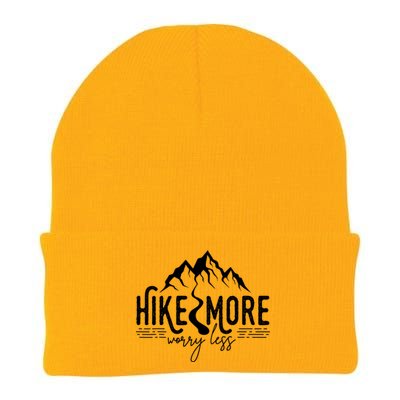 Hike More Worry Less Funny Nature Lovers Hiking Mountains Knit Cap Winter Beanie