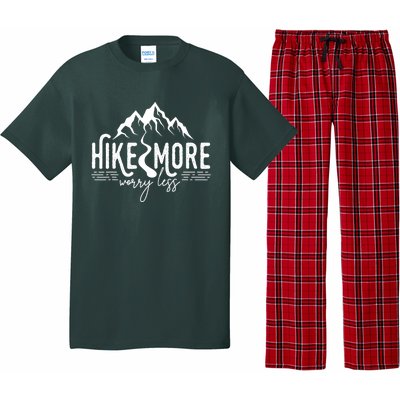 Hike More Worry Less Funny Nature Lovers Hiking Mountains Pajama Set