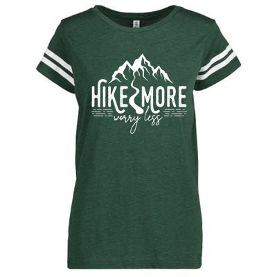 Hike More Worry Less Funny Nature Lovers Hiking Mountains Enza Ladies Jersey Football T-Shirt