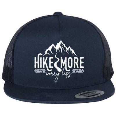 Hike More Worry Less Funny Nature Lovers Hiking Mountains Flat Bill Trucker Hat