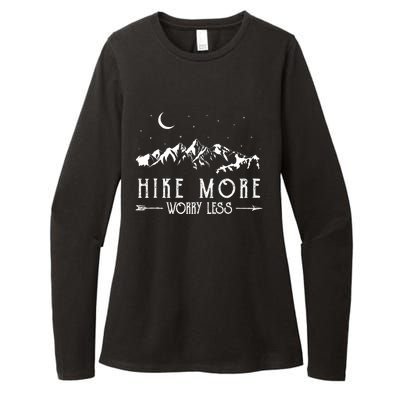 Hike More Worry Less Funny Nature Lovers Hiking Mountains Womens CVC Long Sleeve Shirt