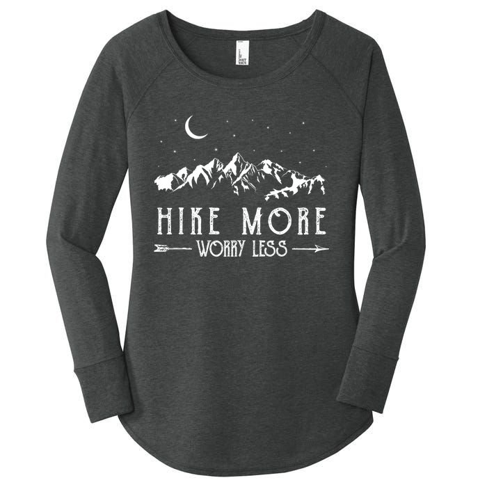 Hike More Worry Less Funny Nature Lovers Hiking Mountains Women's Perfect Tri Tunic Long Sleeve Shirt