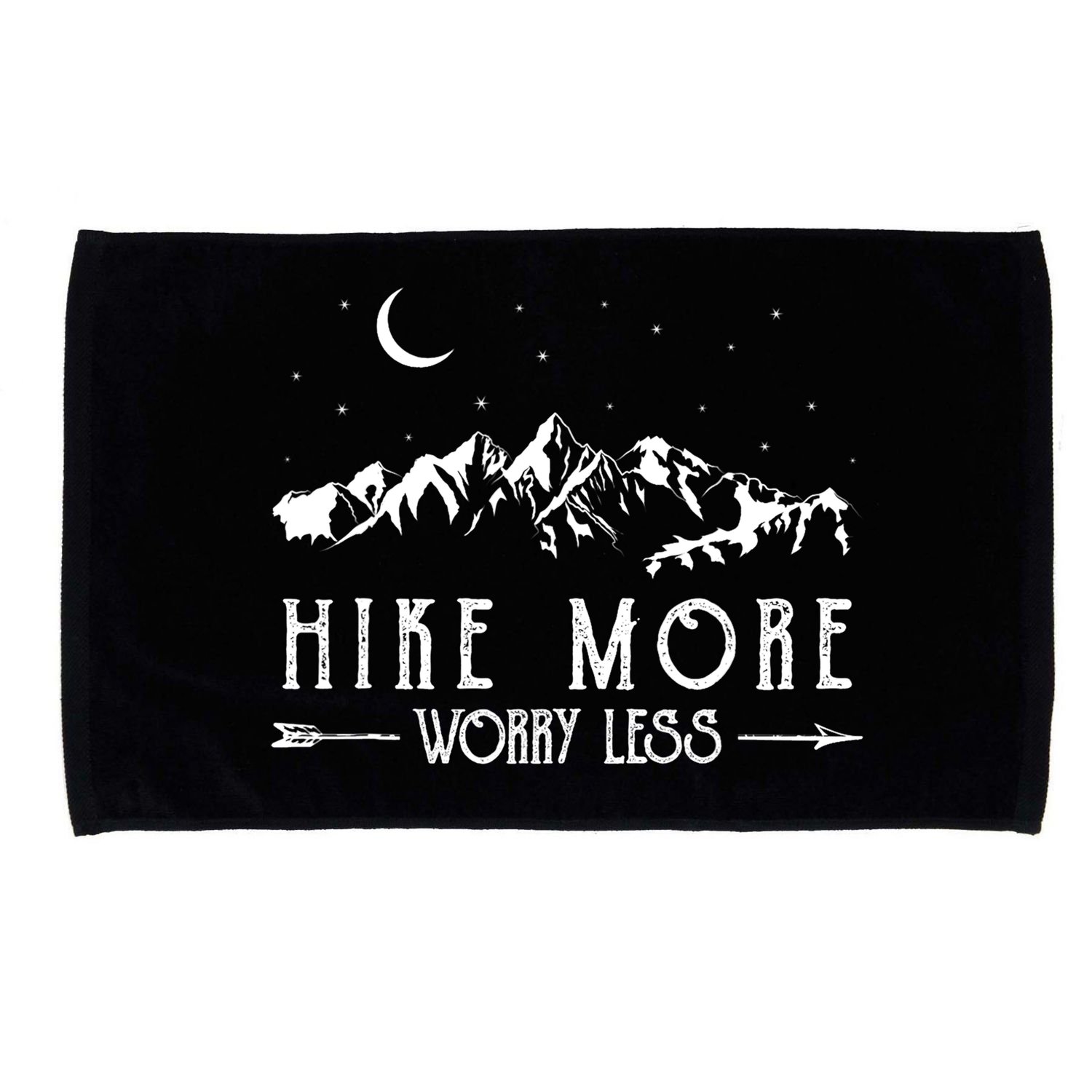 Hike More Worry Less Funny Nature Lovers Hiking Mountains Microfiber Hand Towel