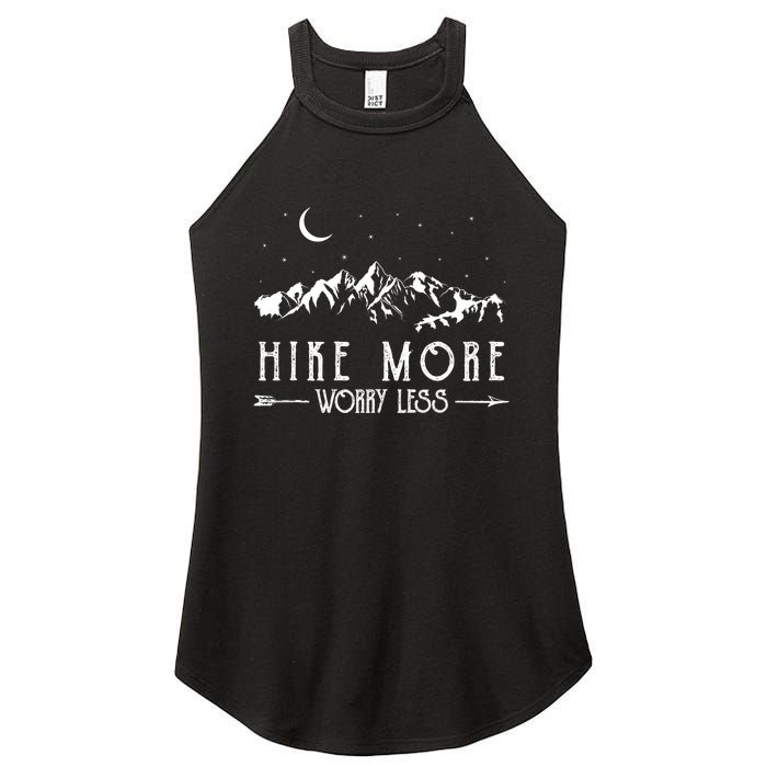 Hike More Worry Less Funny Nature Lovers Hiking Mountains Women's Perfect Tri Rocker Tank