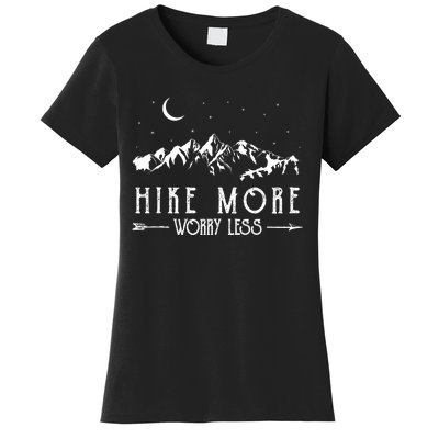 Hike More Worry Less Funny Nature Lovers Hiking Mountains Women's T-Shirt