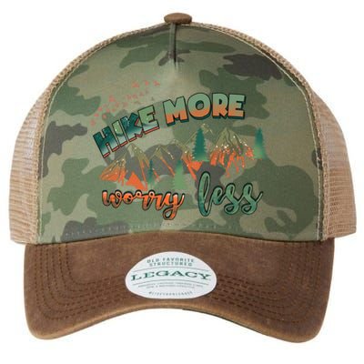 Hike More Worry Less Funny Nature Lovers Hiking Mountains Gift Legacy Tie Dye Trucker Hat