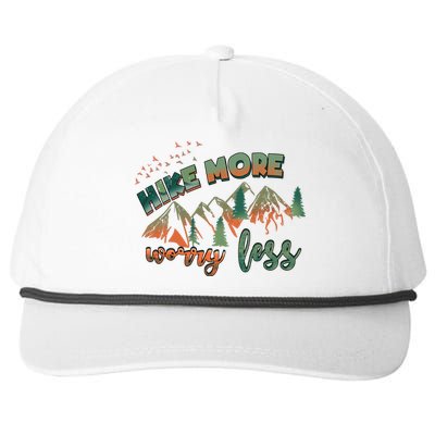 Hike More Worry Less Funny Nature Lovers Hiking Mountains Gift Snapback Five-Panel Rope Hat