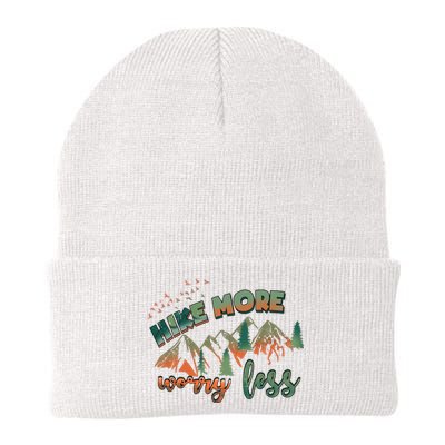 Hike More Worry Less Funny Nature Lovers Hiking Mountains Gift Knit Cap Winter Beanie