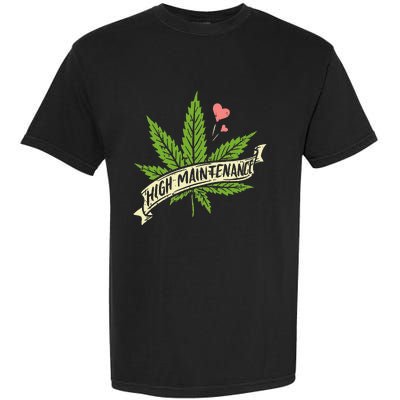 High Maintenance Weed Cannabis Pocket 420 THC Stoner Gift Garment-Dyed Heavyweight T-Shirt