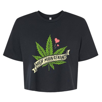 High Maintenance Weed Cannabis Pocket 420 THC Stoner Gift Bella+Canvas Jersey Crop Tee