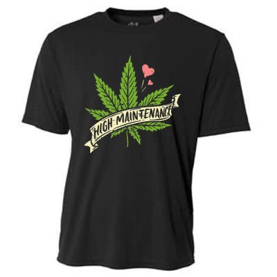 High Maintenance Weed Cannabis Pocket 420 THC Stoner Gift Cooling Performance Crew T-Shirt