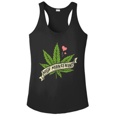 High Maintenance Weed Cannabis Pocket 420 THC Stoner Gift Ladies PosiCharge Competitor Racerback Tank