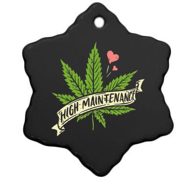 High Maintenance Weed Cannabis Pocket 420 THC Stoner Gift Ceramic Star Ornament