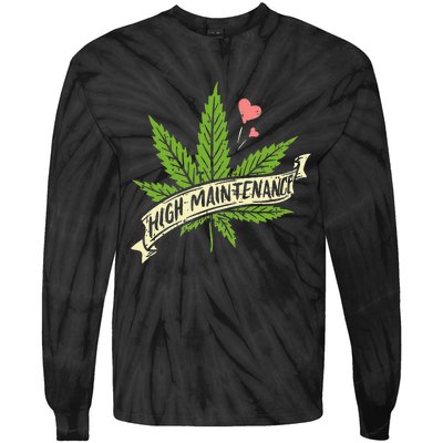 High Maintenance Weed Cannabis Pocket 420 THC Stoner Gift Tie-Dye Long Sleeve Shirt