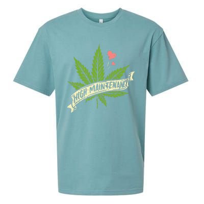 High Maintenance Weed Cannabis Pocket 420 THC Stoner Gift Sueded Cloud Jersey T-Shirt