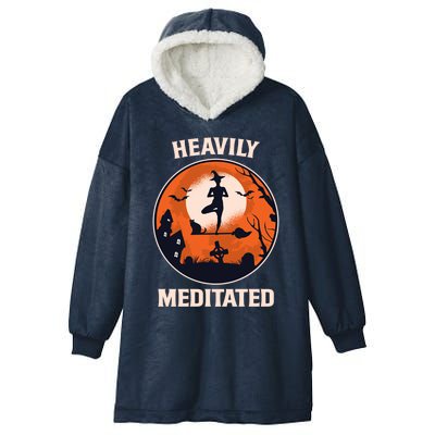 Heavily Meditated Witch Yoga Pose Halloween Gift Hooded Wearable Blanket