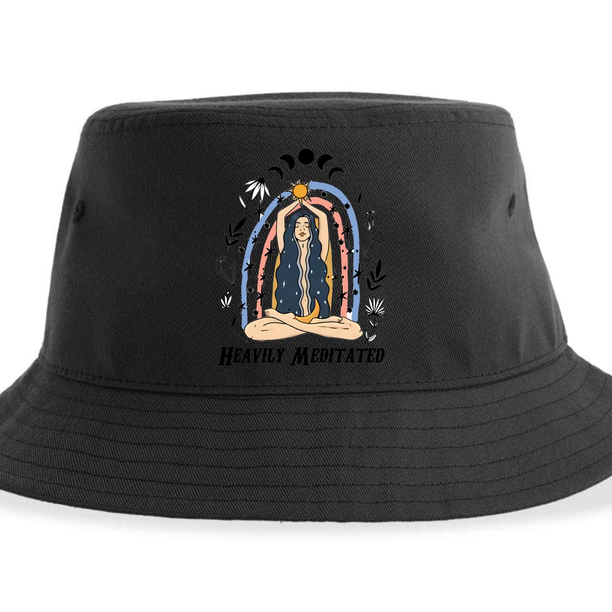 Heavily Meditated Witchcraft Witchy Spiritual Crystal Lover Meaningful Gift Sustainable Bucket Hat