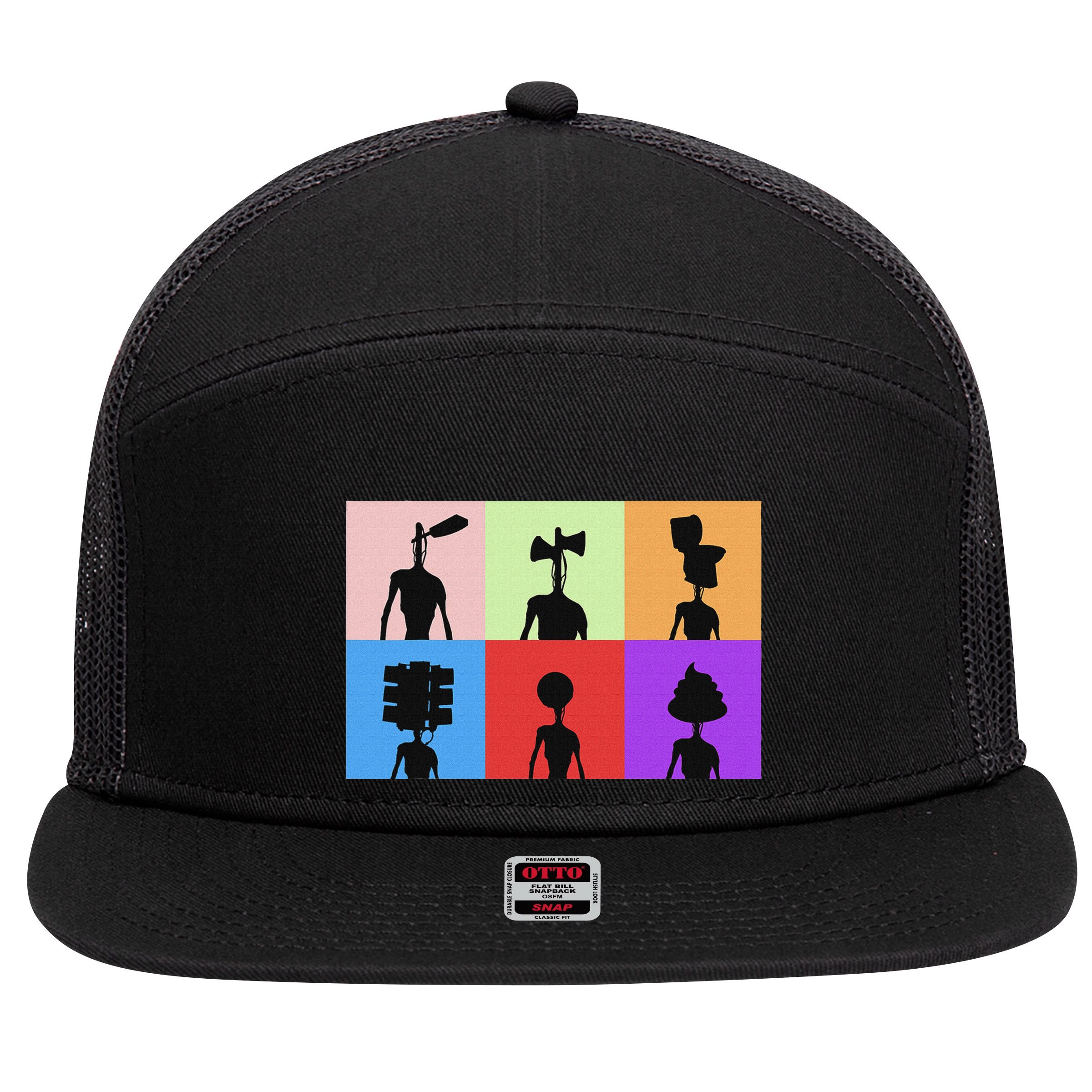 Horror Monster With Sirens For Heads Horror 7 Panel Mesh Trucker Snapback Hat